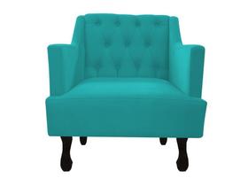 Poltrona Decorativa Julia Suede Azul Turquesa Pés Madeira Mz Decor Poltrona Decorativa Julia Suede Azul Turquesa Pés Madeira Mz Decor