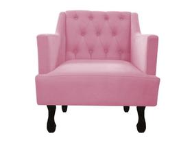 Poltrona Decorativa Julia Suede Rosa Bebê Pés Madeira Ms Decor Poltrona Decorativa Julia Suede Rosa Bebê Pés Madeira Ms Decor