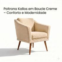 Poltrona Decorativa Kallos Bouclé Creme para Sala e Recepção Poltrona Decorativa Kallos Bouclé Creme para Sala e Recepção