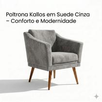 Poltrona Decorativa Kallos Suede Cinza para Sala Moderna Poltrona Decorativa Kallos Suede Cinza para Sala Moderna