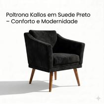 Poltrona Decorativa Kallos Suede Preto para Sala Moderna Poltrona Decorativa Kallos Suede Preto para Sala Moderna