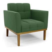 Poltrona Decorativa Karen Pés Fixo em Madeira Castanho Suede Verde G19 - Gran Belo