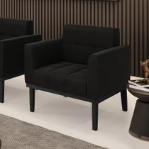 Poltrona Decorativa Karen Pés Fixo em Madeira Preto Suede Preto G19 - Gran Belo Poltrona Decorativa Karen Pés Fixo em Madeira Preto Suede Preto G19 - Gran Belo