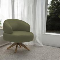Poltrona Decorativa Katy Sala de Estar Base Giratória em Madeira Couro Fendi G88 - Gran Belo Poltrona Decorativa Katy Sala de Estar Base Giratória em Madeira Couro Fendi G88 - Gran Belo