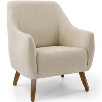 Poltrona Decorativa La Paloma Pés Madeira Linho Bege - Nexta Casa