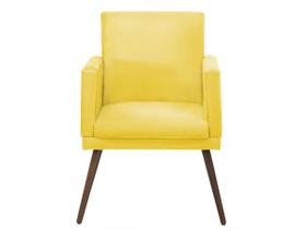 Poltrona Decorativa Lari Com Base Recepção Suede Amarelo