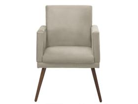 Poltrona Decorativa Lari Com Base Recepção Suede Bege Nude