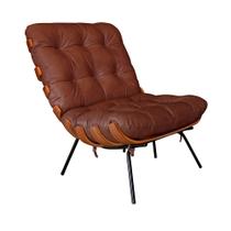 Poltrona Decorativa Laura 65cm Couro Marrom Avermelhado - Sallar Home