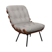 Poltrona Decorativa Laura 65cm Couro Off White - Sallar Home
