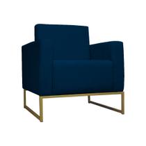 Poltrona Decorativa Leticia Slim Base Metal belo tok - Suede Azul Marinho
