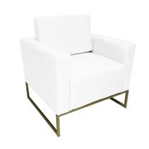 Poltrona Decorativa Leticia Slim Couro Branco Base Metálica Ms Decor