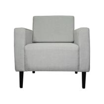 Poltrona Decorativa Leticia Slim Pés Trapézio Linho Cinza - DS Estofados