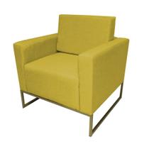 Poltrona Decorativa Leticia Slim Suede Amarelo Base Metálica Mz Decor