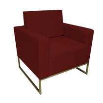 Poltrona Decorativa Letícia Slim Suede Bordo Base Metálica Dourada Vallisa Decor