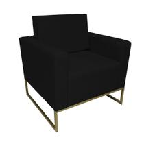 Poltrona Decorativa Leticia Slim Suede Preto Base Metálica Ms Decor