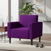 Poltrona Decorativa Leticia Slim Suede Roxo Pés Madeira Mz Decor Poltrona Decorativa Leticia Slim Suede Roxo Pés Madeira Mz Decor