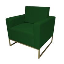 Poltrona Decorativa Leticia Slim Suede Verde Base Metálica Mz Decor