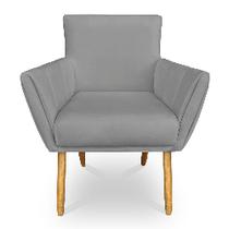 Poltrona Decorativa Leticia Suede Grafite Pés Palito Castanho - Pallazio Poltrona Decorativa Leticia Suede Grafite Pés Palito Castanho - Pallazio