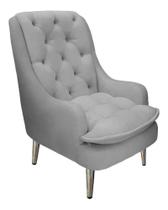 Poltrona Decorativa Lille Pés Cromados material sintético Cinza Poltrona Decorativa Lille Pés Cromados material sintético Cinza