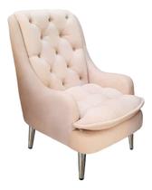 Poltrona Decorativa Lille Pés Cromados Suede Bege Poltrona Decorativa Lille Pés Cromados Suede Bege