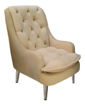 Poltrona Decorativa Lille Pés Cromados Suede Bege Rosado Poltrona Decorativa Lille Pés Cromados Suede Bege Rosado