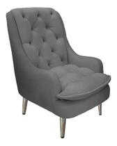 Poltrona Decorativa Lille Pés Cromados Suede Grafite Poltrona Decorativa Lille Pés Cromados Suede Grafite