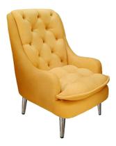 Poltrona Decorativa Lille Pés Cromados Suede Mostarda Poltrona Decorativa Lille Pés Cromados Suede Mostarda