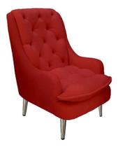 Poltrona Decorativa Lille Pés Cromados Suede Vermelho Poltrona Decorativa Lille Pés Cromados Suede Vermelho