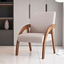 Poltrona Decorativa Linho MDF Amendoa Duda