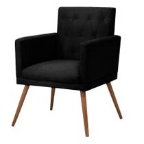 Poltrona Decorativa Lisa Escritório Recepção Suede Preto