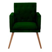 Poltrona Decorativa Lisa Recepção Escritório Suede Verde