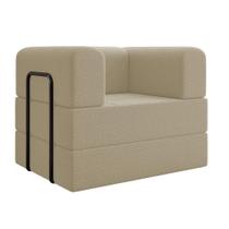 Poltrona Decorativa Lisboa Modular Sala Linho Para Sala linho Bege