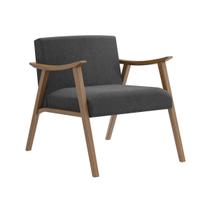 Poltrona Decorativa Livia tecido Cinza Escuro Madeira Nogueira Nobre Poltrona Decorativa Livia tecido Cinza Escuro Madeira Nogueira Nobre