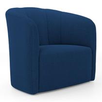 Poltrona Decorativa Living Abby Bouclê Azul Marinho - Abmaza