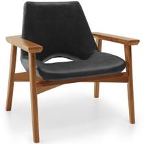 Poltrona Decorativa Living Base Madeira Becker L02 material sintético Preto