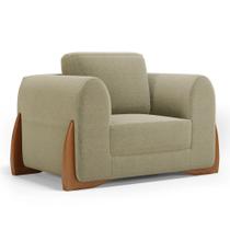 Poltrona Decorativa Living Bloom com Pés de Madeira Bouclê Bege - Abmaza Poltrona Decorativa Living Bloom com Pés de Madeira Bouclê Bege - Abmaza