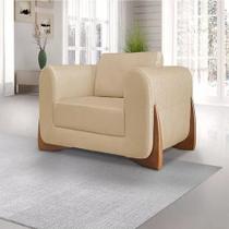 Poltrona Decorativa Living Bloom Tecido Linho Bege Poltrona Decorativa Living Bloom Tecido Linho Bege