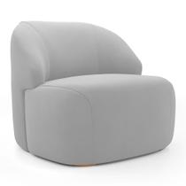 Poltrona Decorativa Living Kaya Orgânica Veludo Cinza Claro - Desk Design