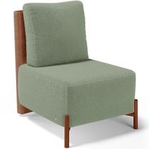 Poltrona Decorativa Living Pés Madeira Hungria L02 material sintético Camel Bouclê Oliva - Lyam