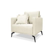 Poltrona Decorativa Livorno Linho com Pés em Aço - SSX Multicoisas