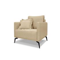 Poltrona Decorativa Livorno Linho com Pés em Aço - SSX Multicoisas