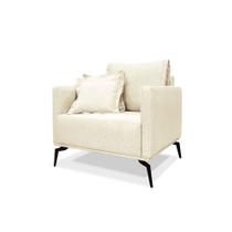 Poltrona Decorativa Livorno Linho com Pés em Aço - SSX Multicoisas