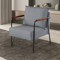 Poltrona Decorativa Liz Linho Base em Aço Industrial