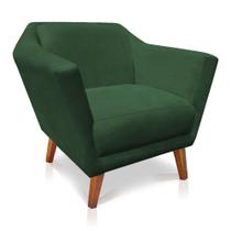 Poltrona Decorativa Lorena Suede Pés Castanho