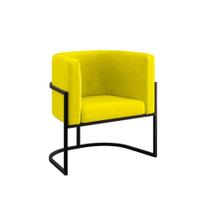 Poltrona Decorativa Lua Base De Ferro Amarelo Suede Balaqui Decor