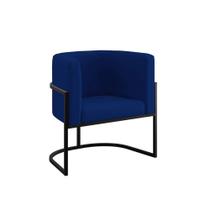 Poltrona Decorativa Lua Base De Ferro Azul Suede Balaqui Decor