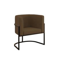 Poltrona Decorativa Lua Base De Ferro Marrom Suede Balaqui Decor