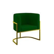 Poltrona Decorativa Lua Base De Ferro Verde Suede Balaqui Decor