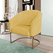 Poltrona Decorativa Luana Base Ferro Dourada Suede - Twdecora