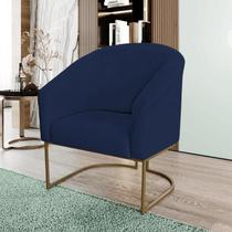 Poltrona Decorativa Luana Base Ferro Dourada Suede - Twdecora